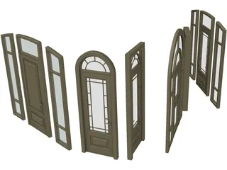 Wood Doors Collection 3D Model