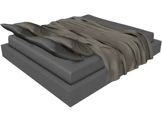 Queen Size Twin Bed 3D Model