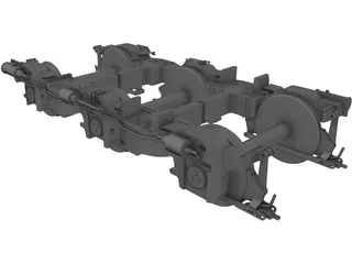 Locomotive Bogie 3 Axle 3D Model