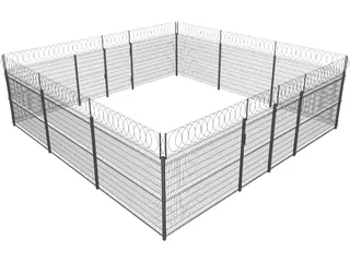 Metallic Fence 3D Model