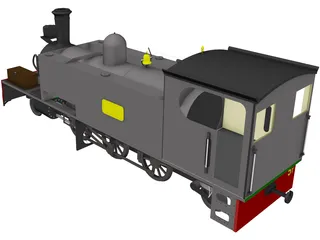 Narrow Gauge Steam Locomotive 3D Model
