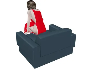 Female Sitting on Chair 3D Model