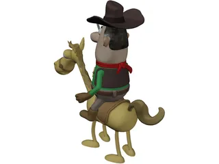 Cowboy with Horse 3D Model