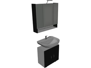 Sink with Mirror 3D Model