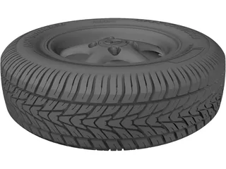 Mazda Miata MX-5 Wheel and Tire 3D Model