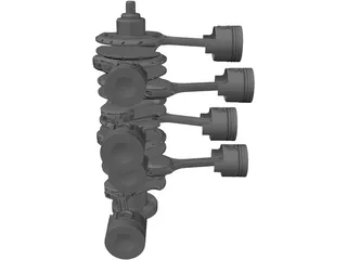 V8 Engine Crankshaft and Pistons 3D Model