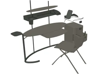 Computer Desk Set 3D Model