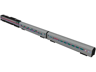 Amtrak Engine and Coachs 3D Model