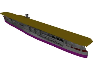 IJN Kaga Aircraft Carrier 3D Model