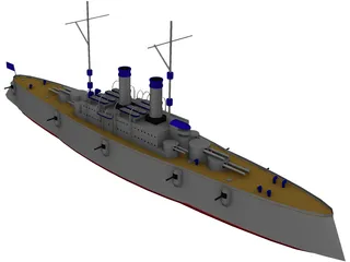 Casemate Battleship 3D Model