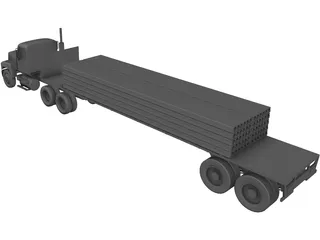 Mack with Flatbed Precast Slabs Trailer 3D Model