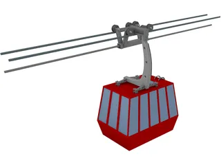 Three-Aerial Ropeway 3D Model