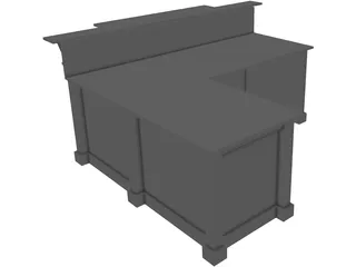 Desk L-Shaped Reception 3D Model