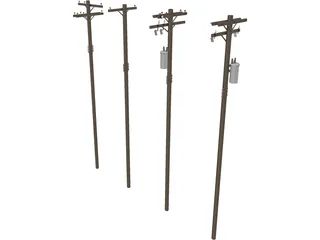 Electrical Post Array 3D Model