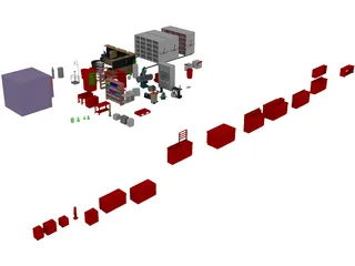 Chemical Laboratory Furniture 3D Model
