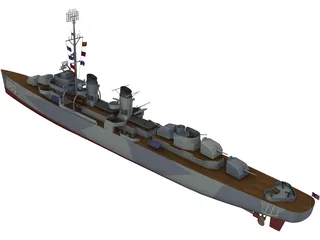 USS Fletcher 3D Model