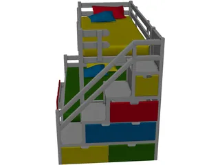 Kids Colour Bed 3D Model