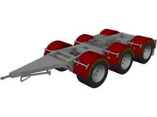 Tri-Axle Dolly 1540 Axle Centers 3D Model