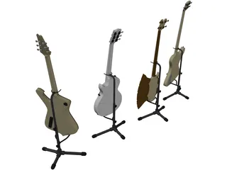 Electric Guitars Collection 3D Model