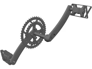 Crankset and Pedals 3D Model