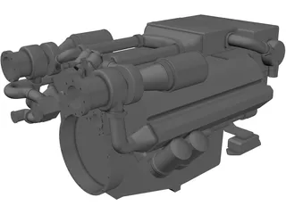 MAN Marine Diesel V12 Engine 3D Model