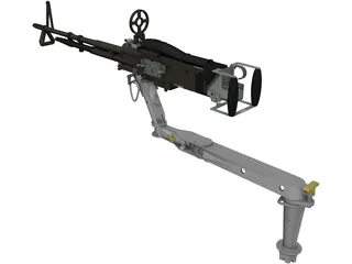 M60 7.62mm Machine Gun and Arm 3D Model