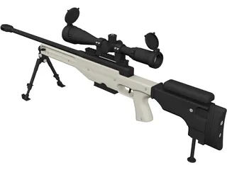 .338 Lapua Magnum Sniper Rifle 3D Model