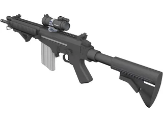 FN FAL Custom Rifle with Aimpoint Scope 3D Model