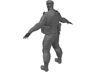 Soldier Black Beret 3D Model