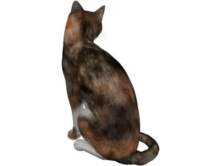 Cat Sitting Red Haired 3D Model