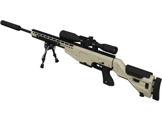 .338 Lapua Magnum Sniper Rifle 3D Model