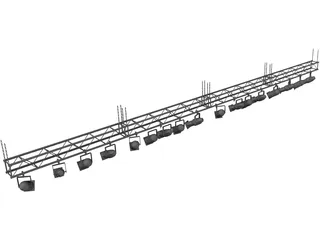 Truss with Stage Ligths and Chains 3D Model