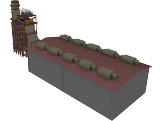 Gas Power Plant 3D Model