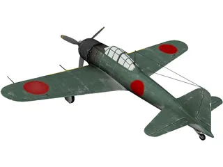 A6M Zero with Landing Gear 3D Model