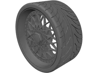 BBS RS Replica 3 Piece Wheel and Tire 3D Model