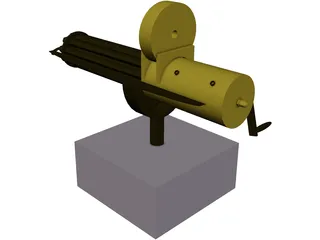 Gatling Gun Hand-Crank 3D Model