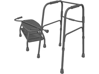 Walker Cane and Bath Chair 3D Model