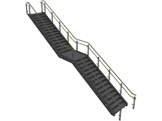 Stair with Glass Rail 3D Model