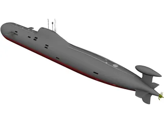 Soviet Akula Attack Submarine 3D Model