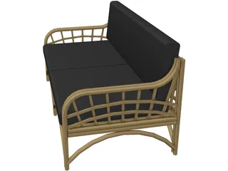 Sofa Bambu and Rattan 3D Model