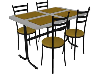 Table And Chairs Snack Bar 3D Model