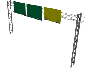 Highway Truss with Signs 3D Model