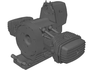 Dnepr Motorcycle Engine 3D Model