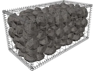 Natural Large Stone-Filled Metal Gabions 3D Model