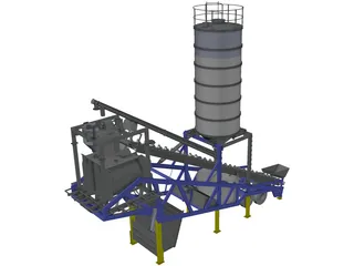 Mobile Concrete Batching Plant Mixer 3D Model