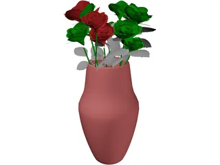 Roses in Vase 3D Model