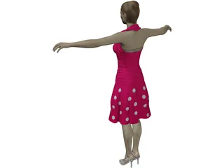 Summergirl in Strawberry Dress 3D Model