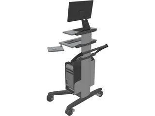 Mobile Computer Cart 3D Model