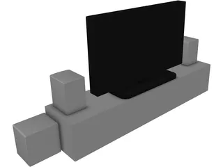 TV Rack with TV and Stereo 3D Model