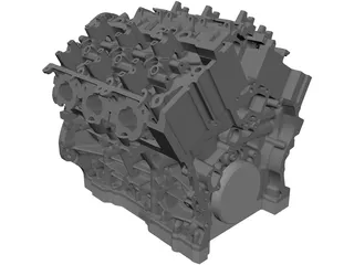 Twin Turbo V6 Engine 3D Model